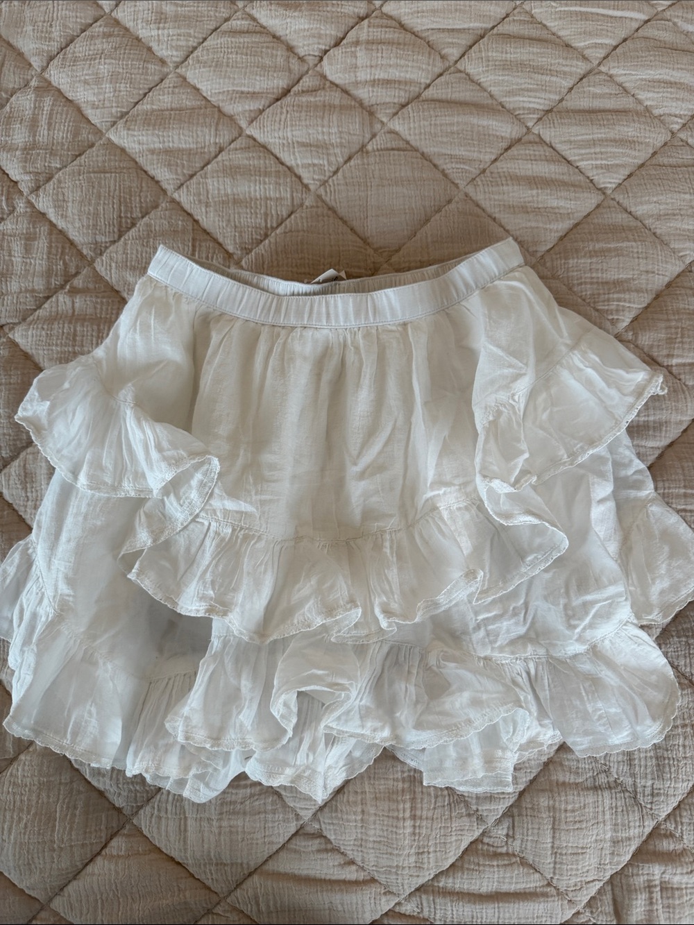 aerie White Ruffled Tiered Mini Skirt